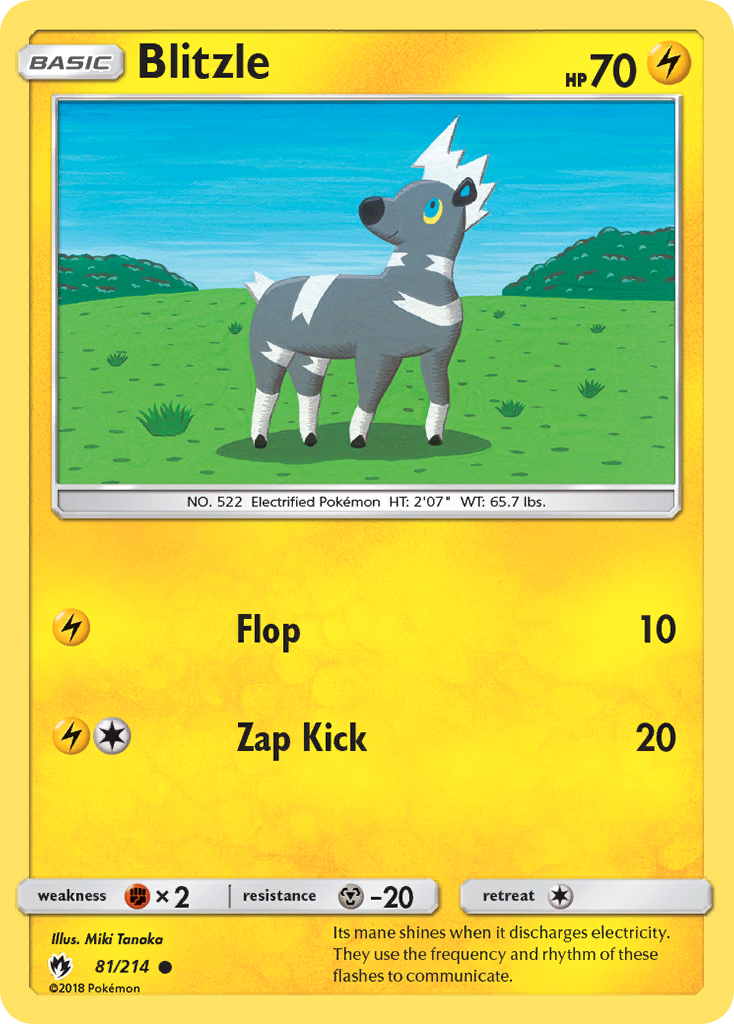 Blitzle 81/214 English Pokémon card from Lost Thunder (2018)