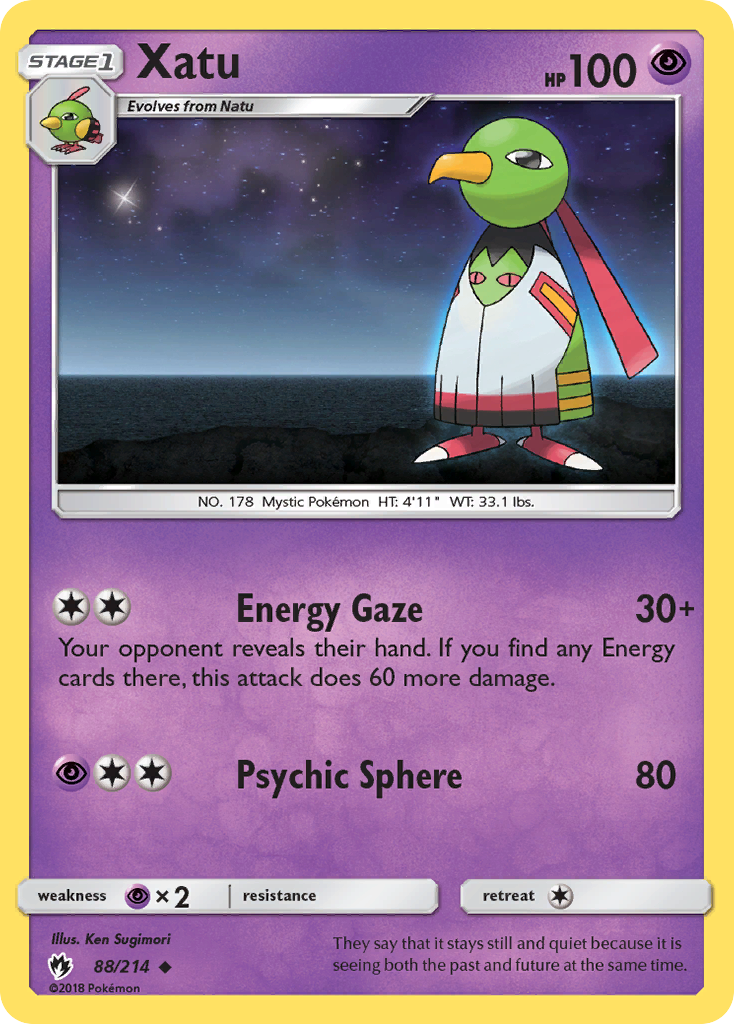 Xatu 88/214 English Pokémon card from Lost Thunder (2018)