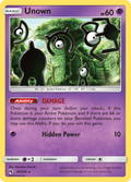 Unown 90/214 English Pokémon card from Lost Thunder (2018)