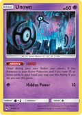 Unown 91/214 English Pokémon card from Lost Thunder (2018)