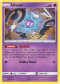 Unown 92/214 English Pokémon card from Lost Thunder (2018)