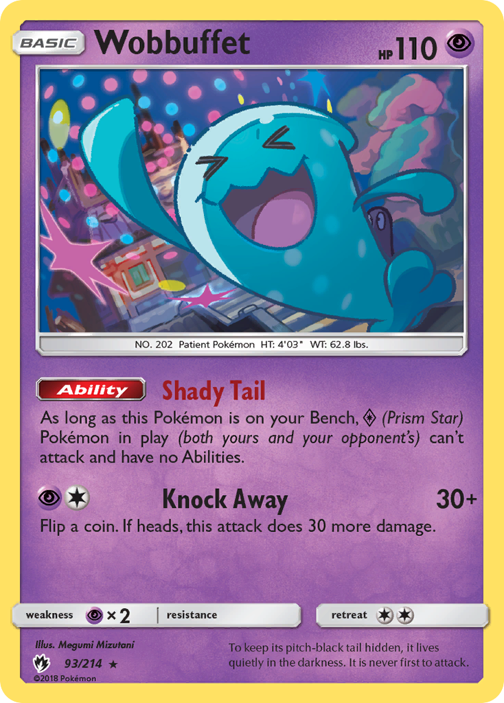Wobbuffet 93/214 English Pokémon card from Lost Thunder (2018)