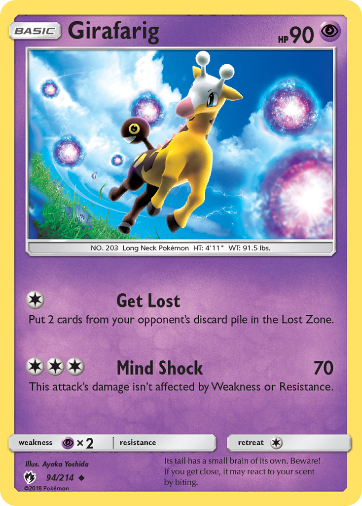 Girafarig 94/214 English Pokémon card from Lost Thunder (2018)
