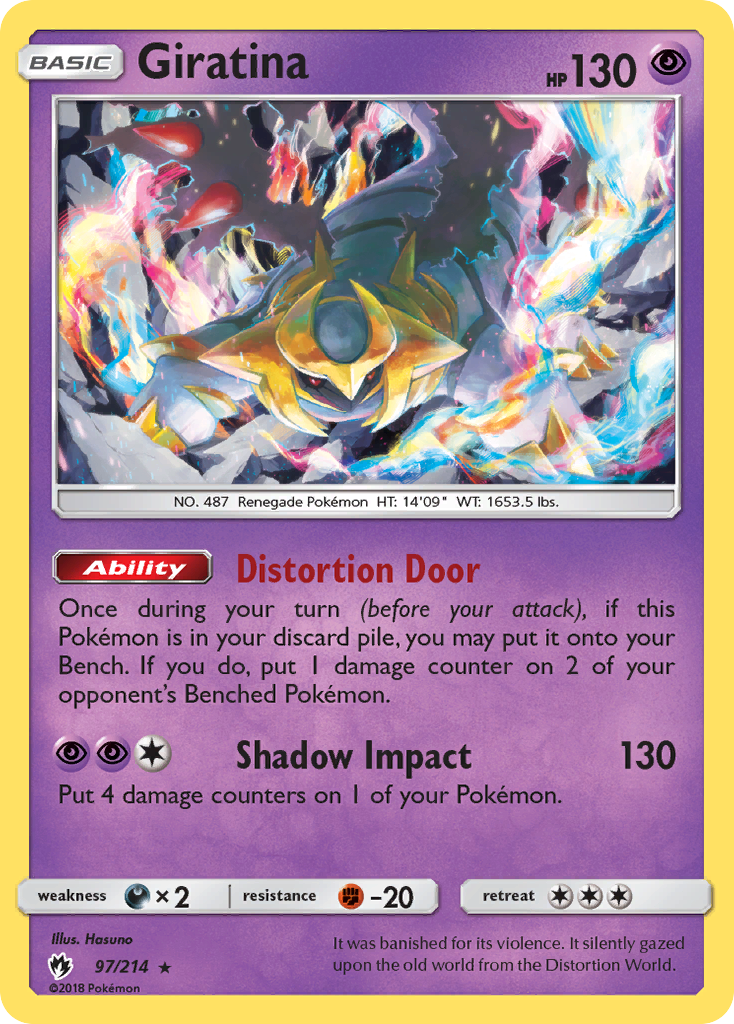 Giratina 97/214 English Pokémon card from Lost Thunder (2018)