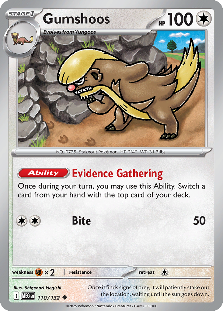 Gumshoos 110/132 — English Pokémon Mega Evolution (2025)
