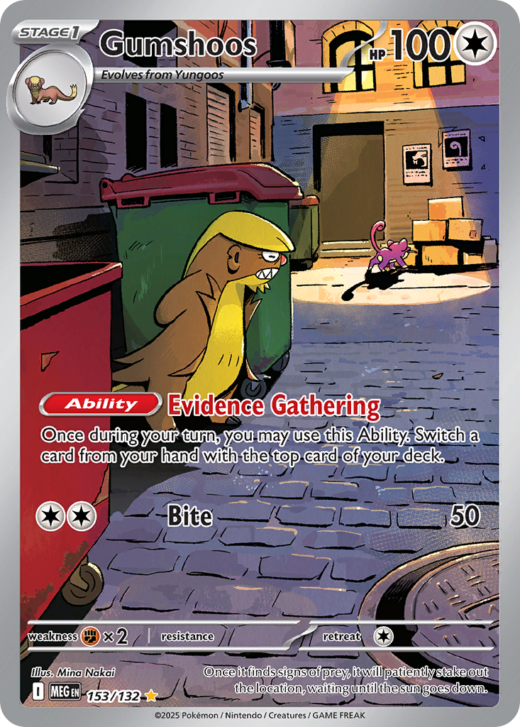 Gumshoos 153/132 — English Pokémon Mega Evolution (2025)