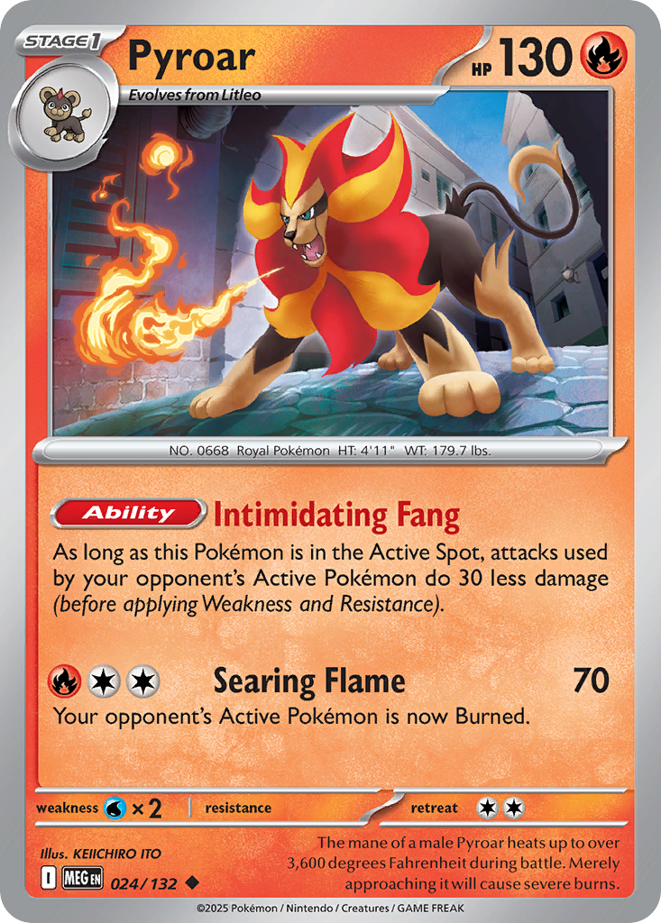 Pyroar 24/132 — English Pokémon Mega Evolution (2025)