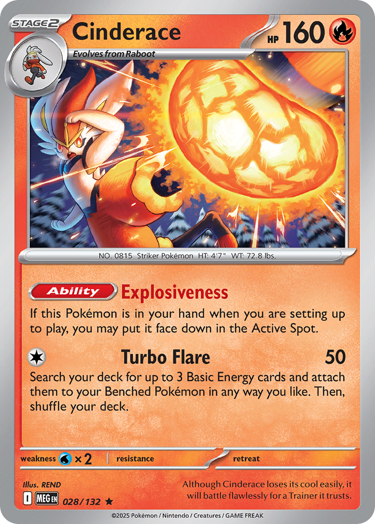 Cinderace 28/132 — English Pokémon Mega Evolution (2025)