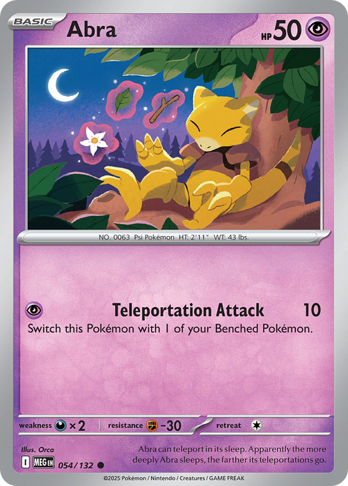 Abra 54/132 — English Pokémon Mega Evolution (2025)