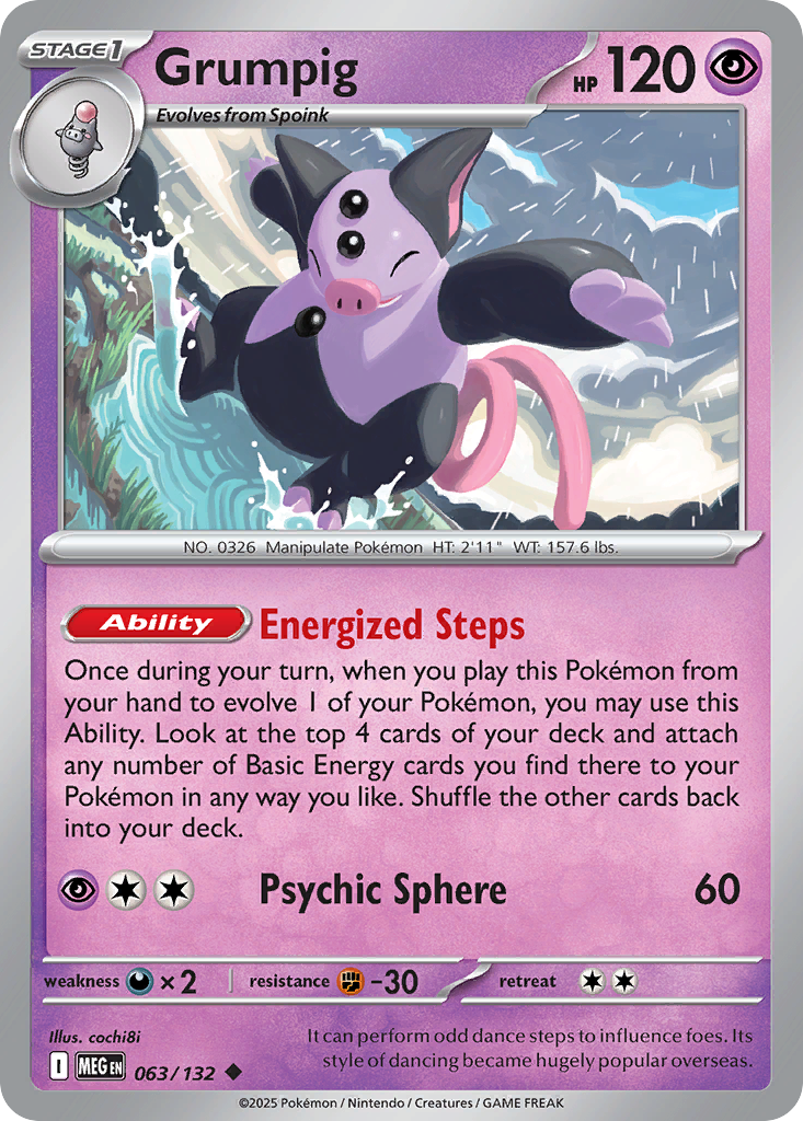 Grumpig 63/132 — English Pokémon Mega Evolution (2025)
