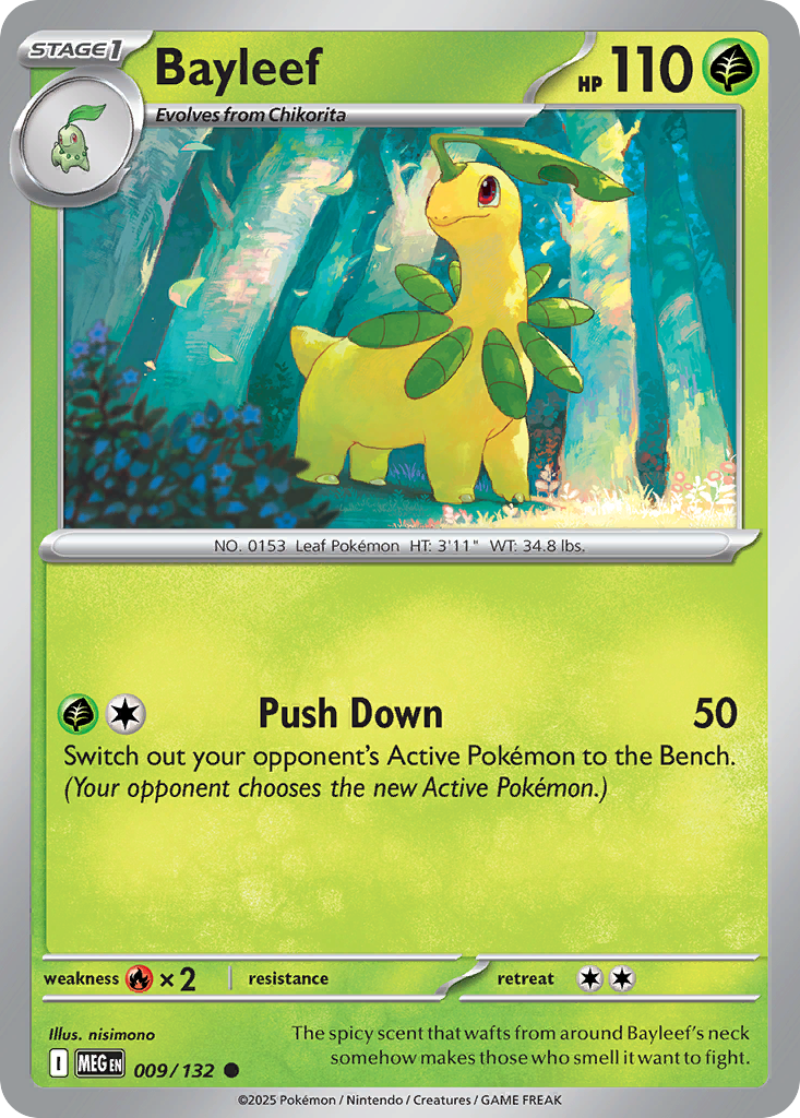 Bayleef 9/132 — English Pokémon Mega Evolution (2025)