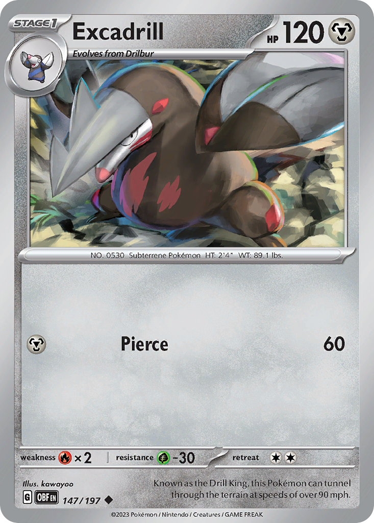 Excadrill 147/197 — English Pokémon Obsidian Flames (2023)