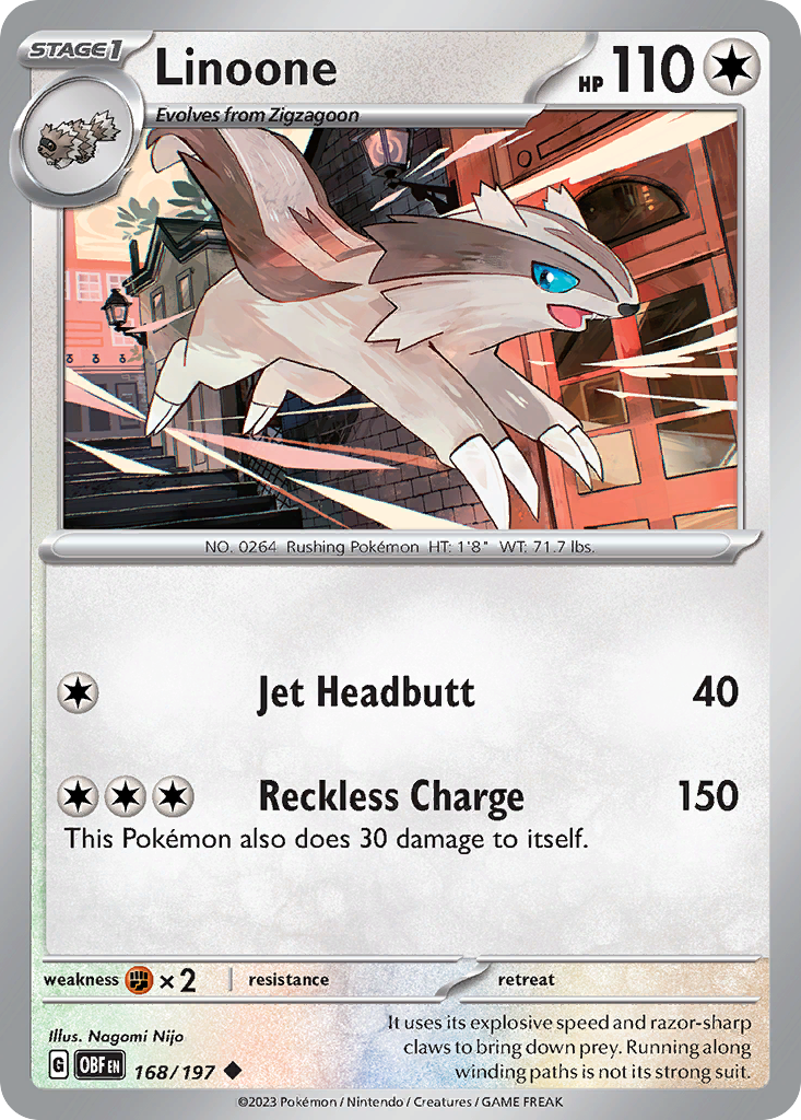 Linoone 168/197 — English Pokémon Obsidian Flames (2023)