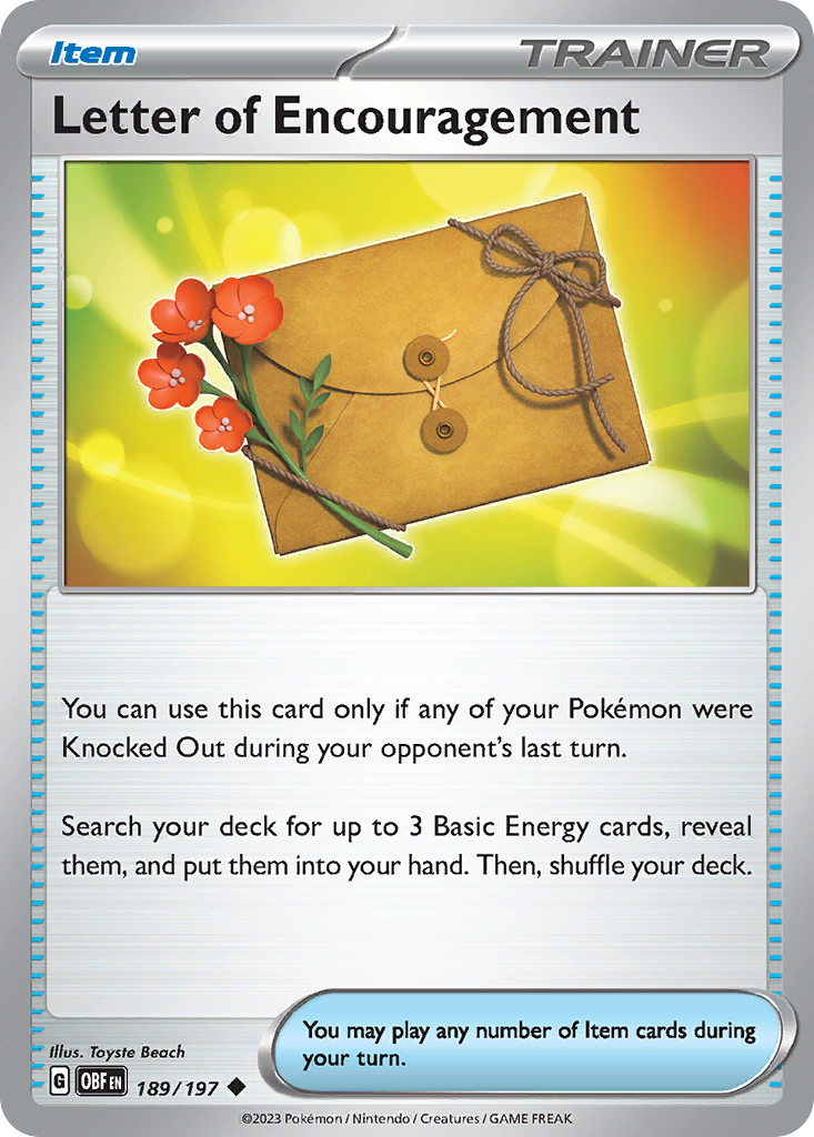 Letter of Encouragement 189/197 — English Pokémon Obsidian Flames (2023)