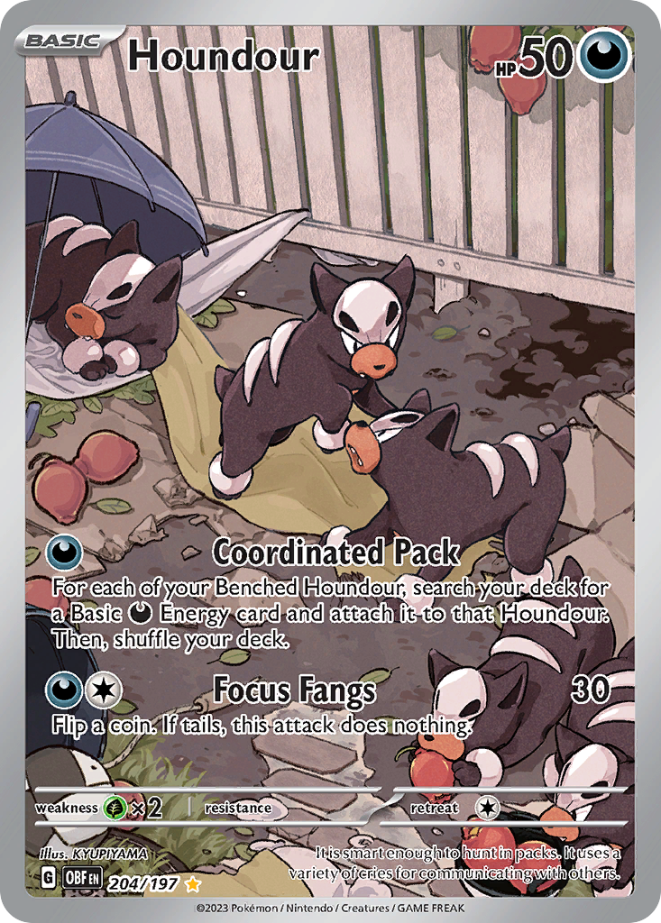 Houndour 204/197 — English Pokémon Obsidian Flames (2023)