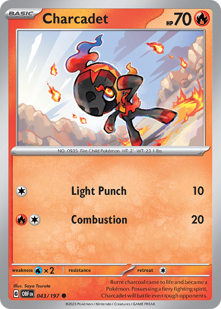 Charcadet 43/197 — English Pokémon Obsidian Flames (2023)