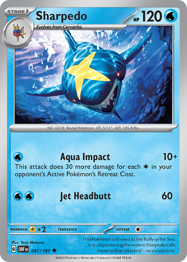 Sharpedo 47/197 — English Pokémon Obsidian Flames (2023)