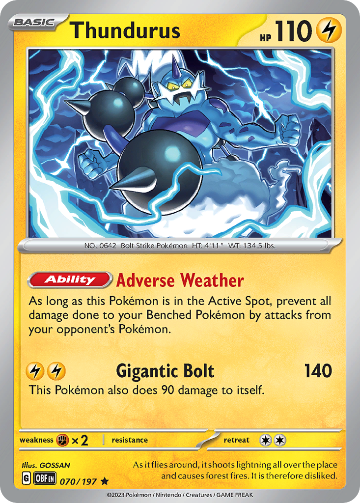 Thundurus 70/197 — English Pokémon Obsidian Flames (2023)