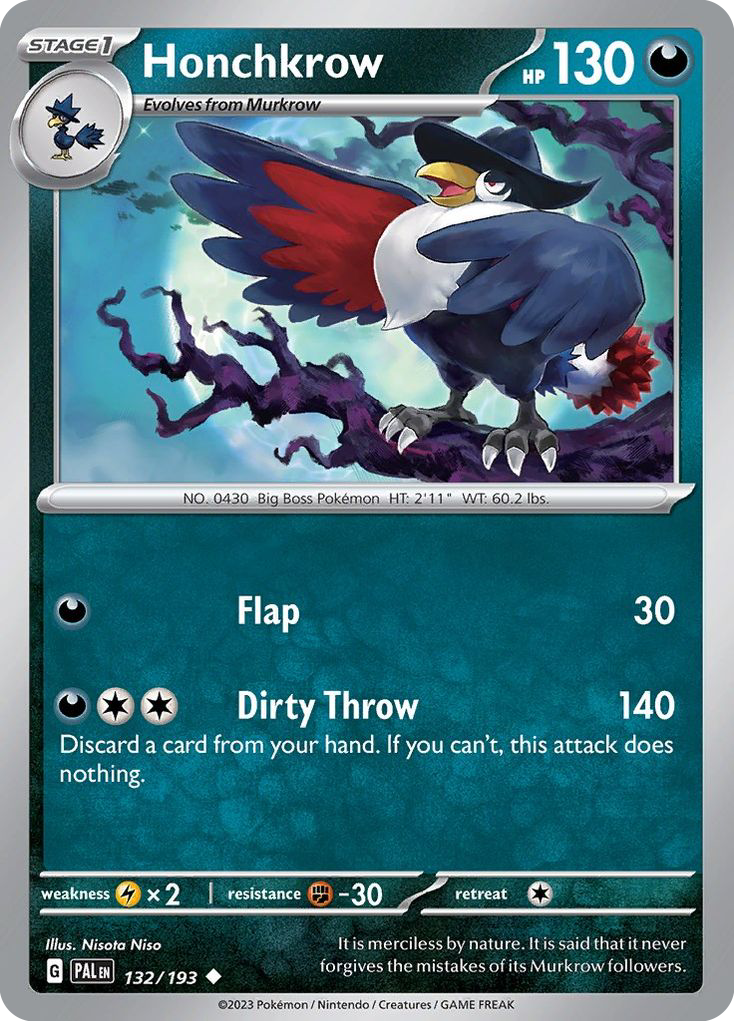 Honchkrow 132/193 — English Pokémon Paldea Evolved (2023)
