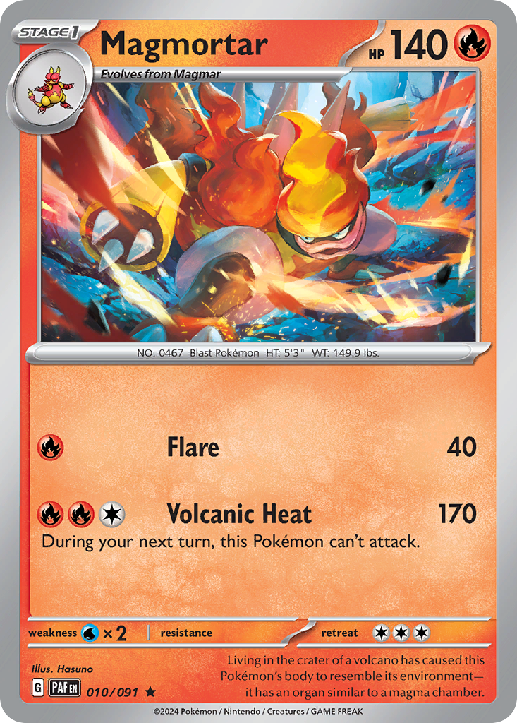 Magmortar 10/91 — English Pokémon Paldean Fates (2024)