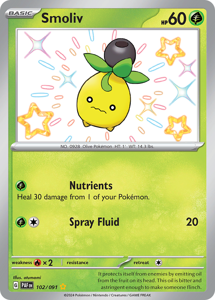 Smoliv 102/91 — English Pokémon Paldean Fates (2024)