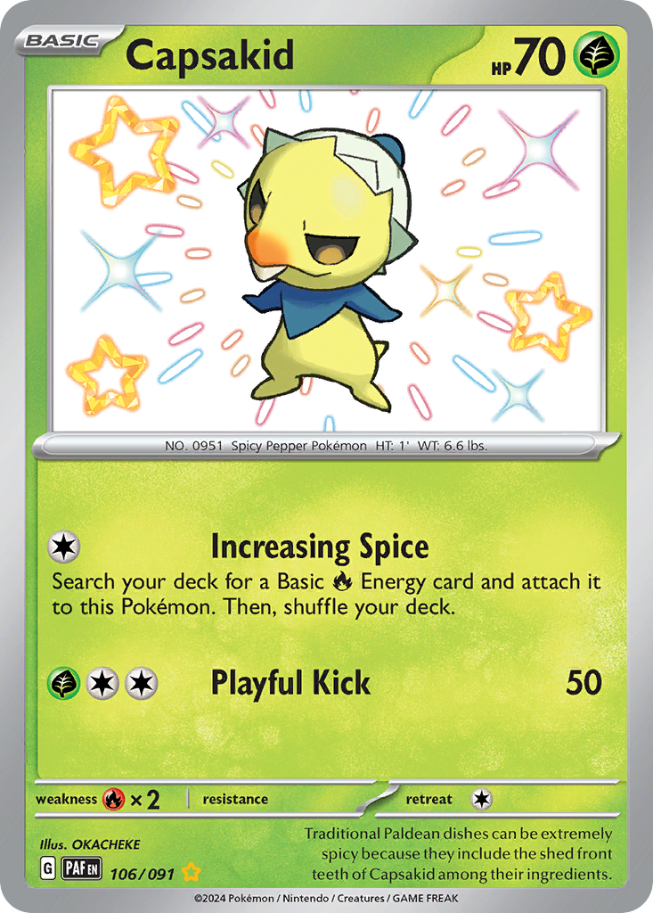 Capsakid 106/91 — English Pokémon Paldean Fates (2024)