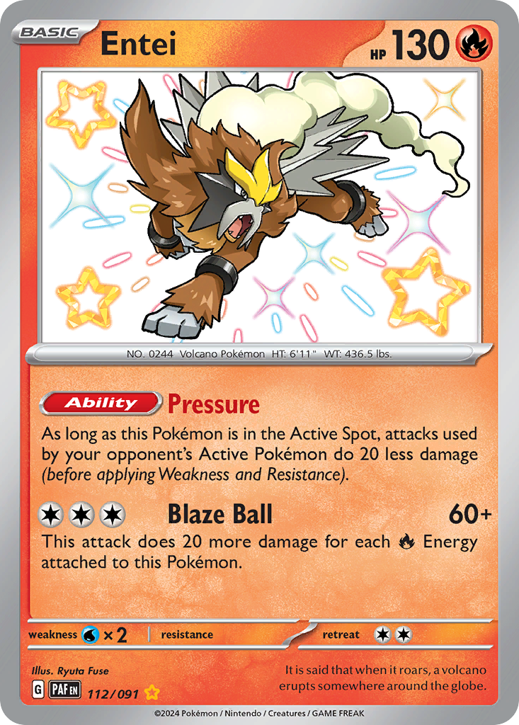 Entei 112/91 — English Pokémon Paldean Fates (2024)