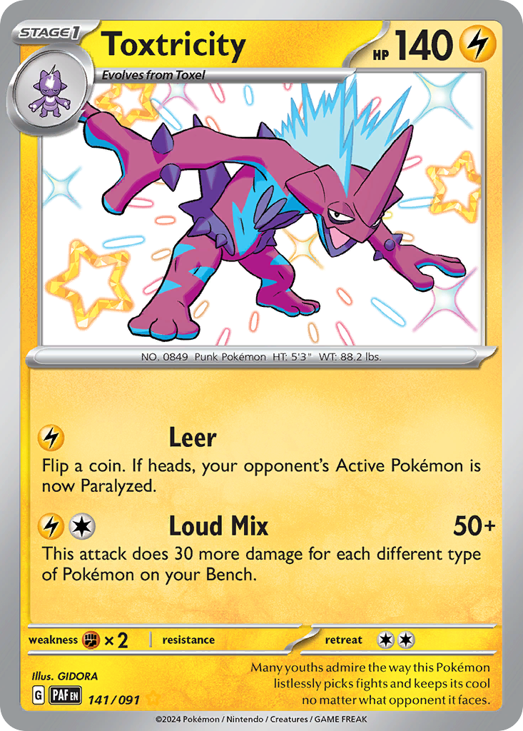 Toxtricity 141/91 — English Pokémon Paldean Fates (2024)
