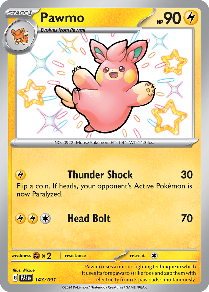 Pawmo 143/91 — English Pokémon Paldean Fates (2024)