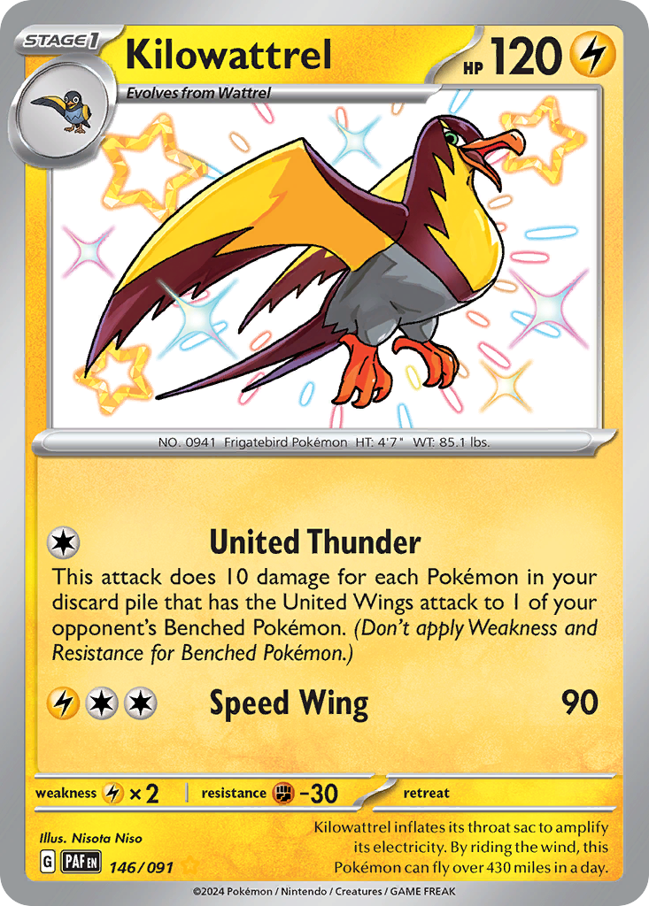 Kilowattrel 146/91 — English Pokémon Paldean Fates (2024)
