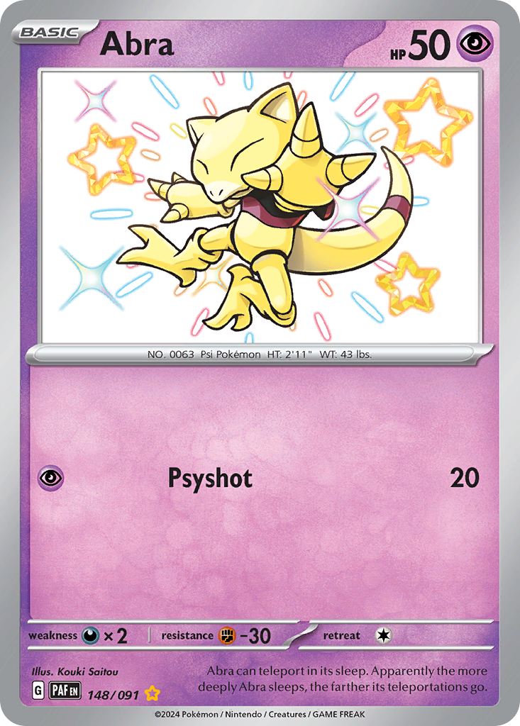 Abra 148/91 — English Pokémon Paldean Fates (2024)