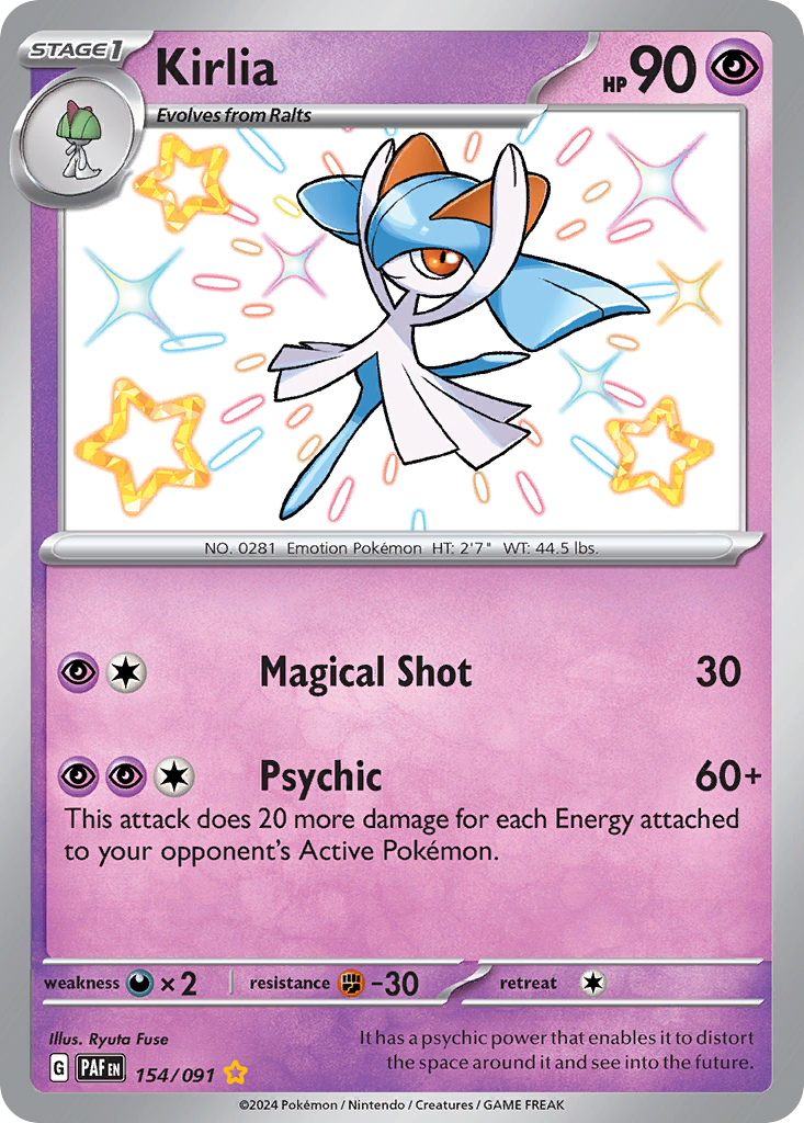 Kirlia 154/91 — English Pokémon Paldean Fates (2024)