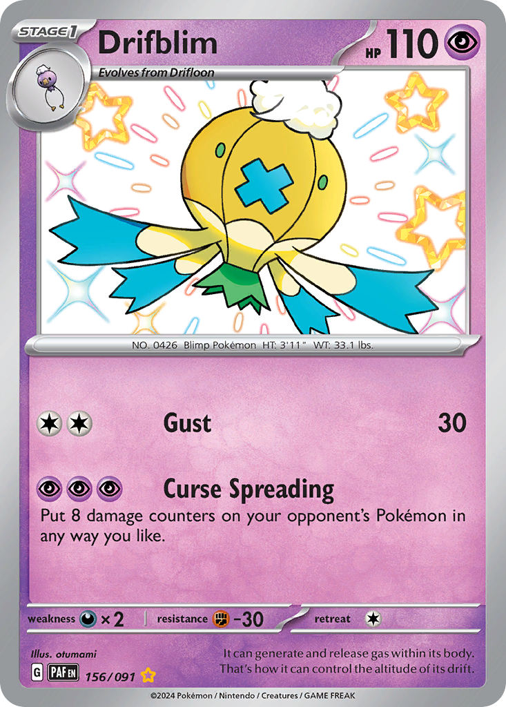 Drifblim 156/91 — English Pokémon Paldean Fates (2024)