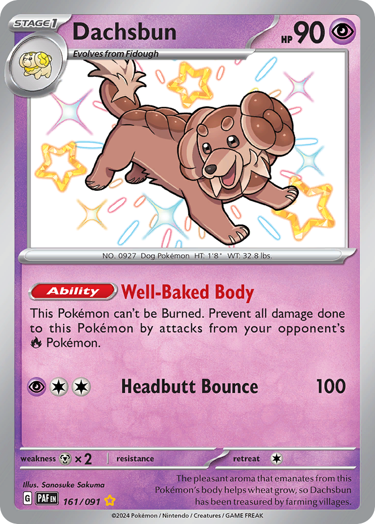 Dachsbun 161/91 — English Pokémon Paldean Fates (2024)
