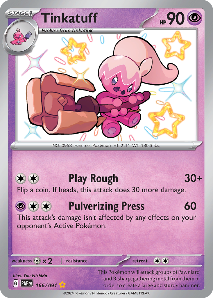 Tinkatuff 166/91 — English Pokémon Paldean Fates (2024)