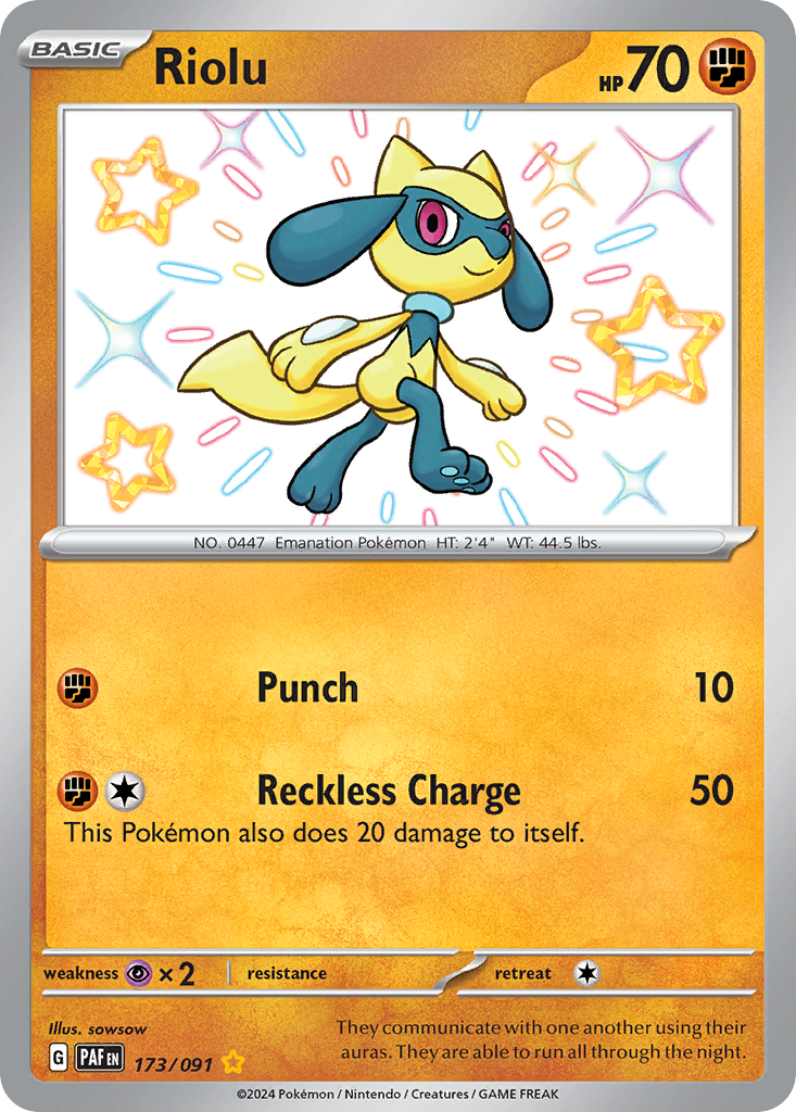 Riolu 173/91 — English Pokémon Paldean Fates (2024)