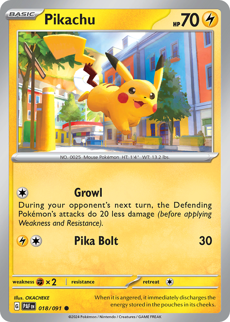 Pikachu 18/91 — English Pokémon Paldean Fates (2024)