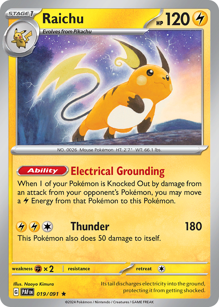 Raichu 19/91 — English Pokémon Paldean Fates (2024)
