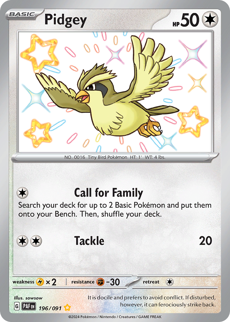 Pidgey 196/91 — English Pokémon Paldean Fates (2024)