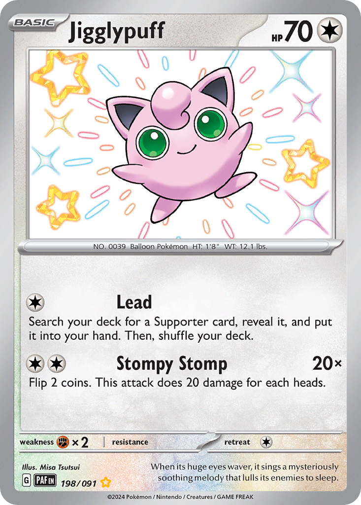 Jigglypuff 198/91 — English Pokémon Paldean Fates (2024)
