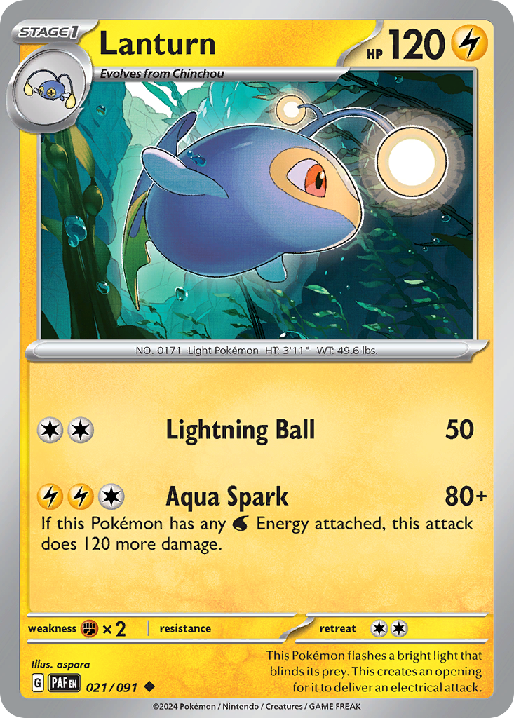 Lanturn 21/91 — English Pokémon Paldean Fates (2024)