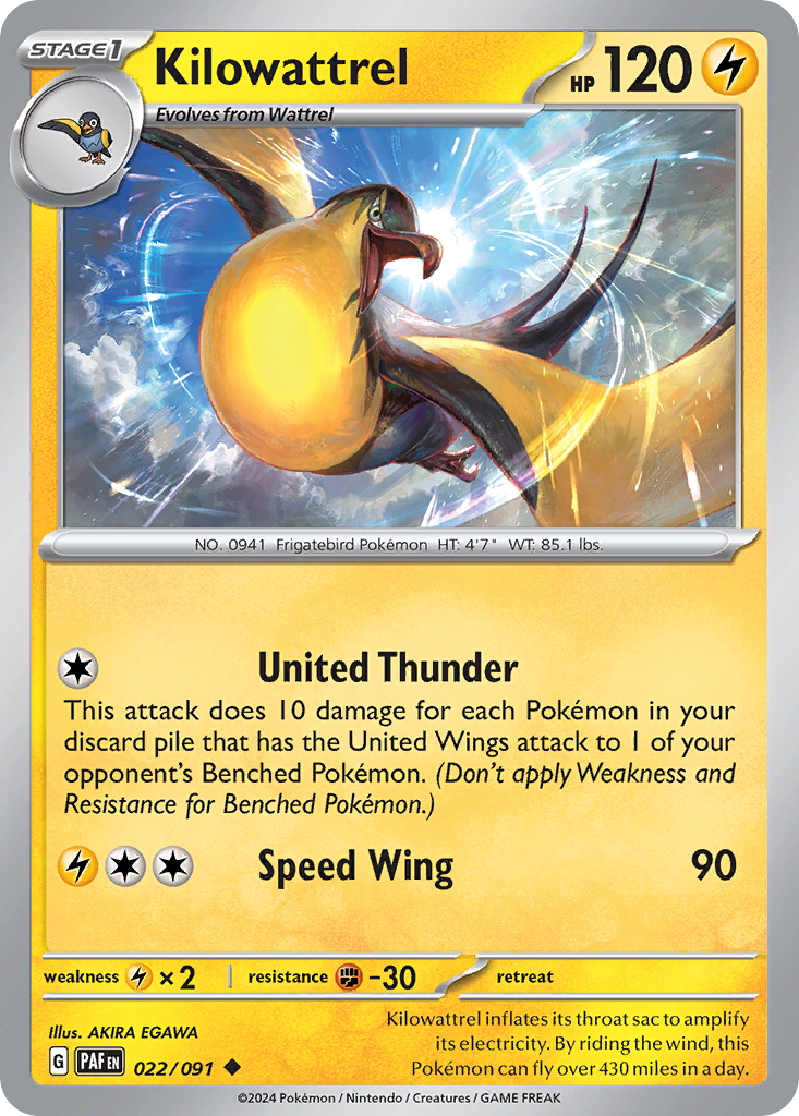Kilowattrel 22/91 — English Pokémon Paldean Fates (2024)