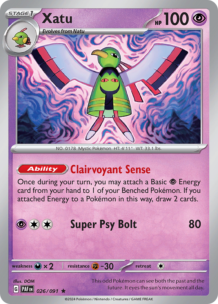 Xatu 26/91 — English Pokémon Paldean Fates (2024)