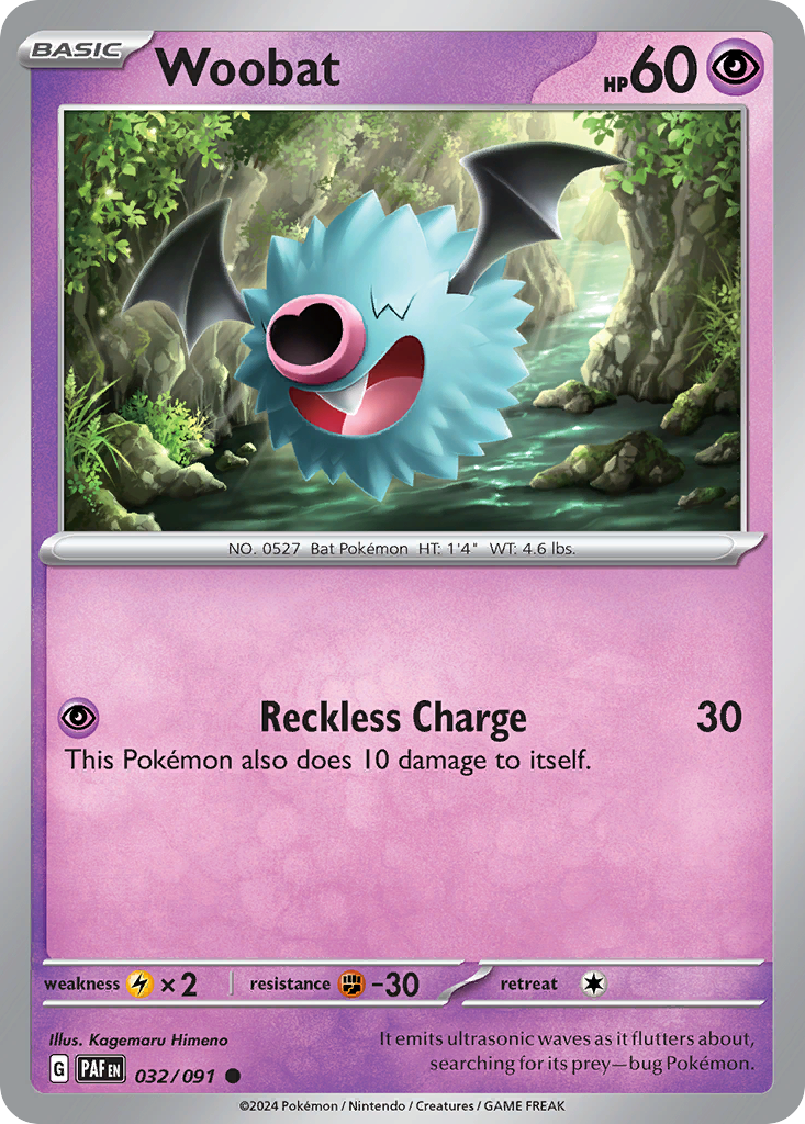 Woobat 32/91 — English Pokémon Paldean Fates (2024)