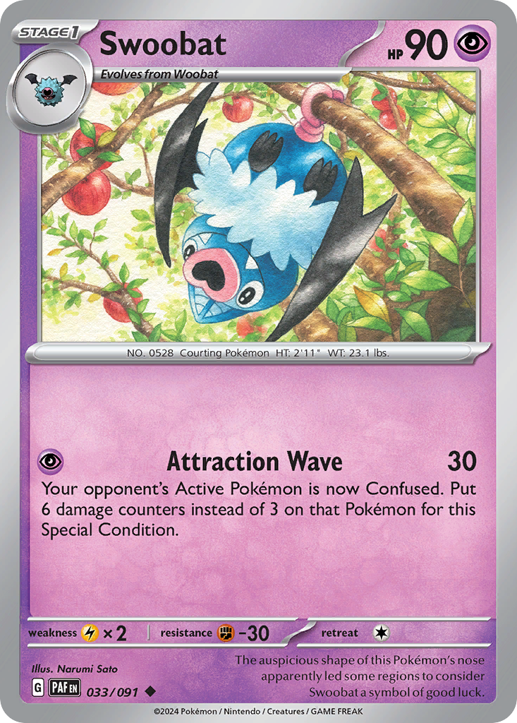 Swoobat 33/91 — English Pokémon Paldean Fates (2024)