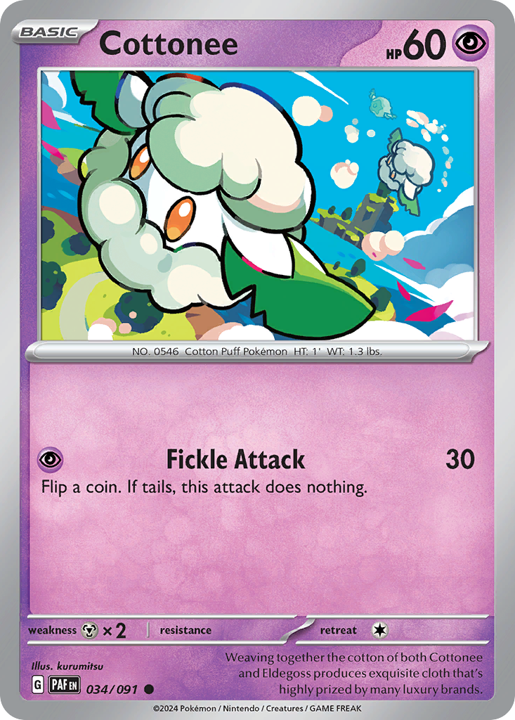 Cottonee 34/91 — English Pokémon Paldean Fates (2024)