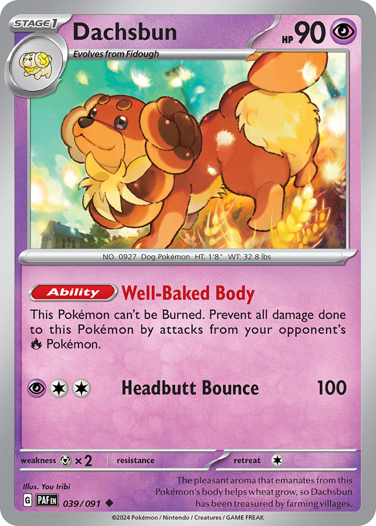 Dachsbun 39/91 — English Pokémon Paldean Fates (2024)