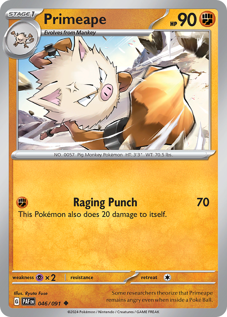 Primeape 46/91 — English Pokémon Paldean Fates (2024)