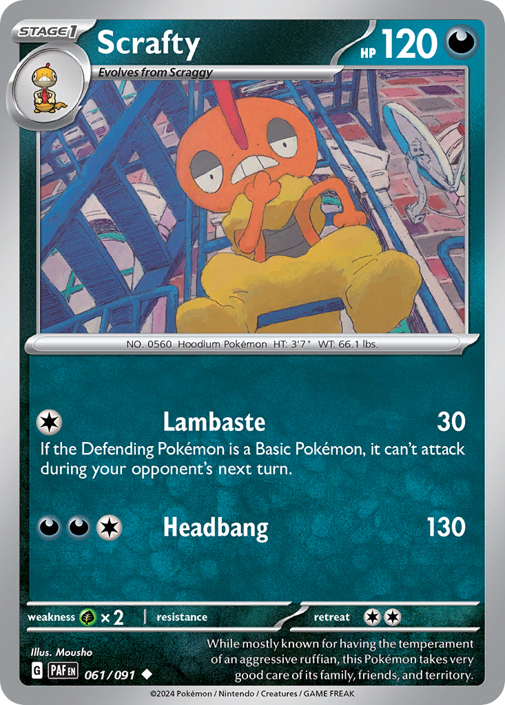 Scrafty 61/91 — English Pokémon Paldean Fates (2024)