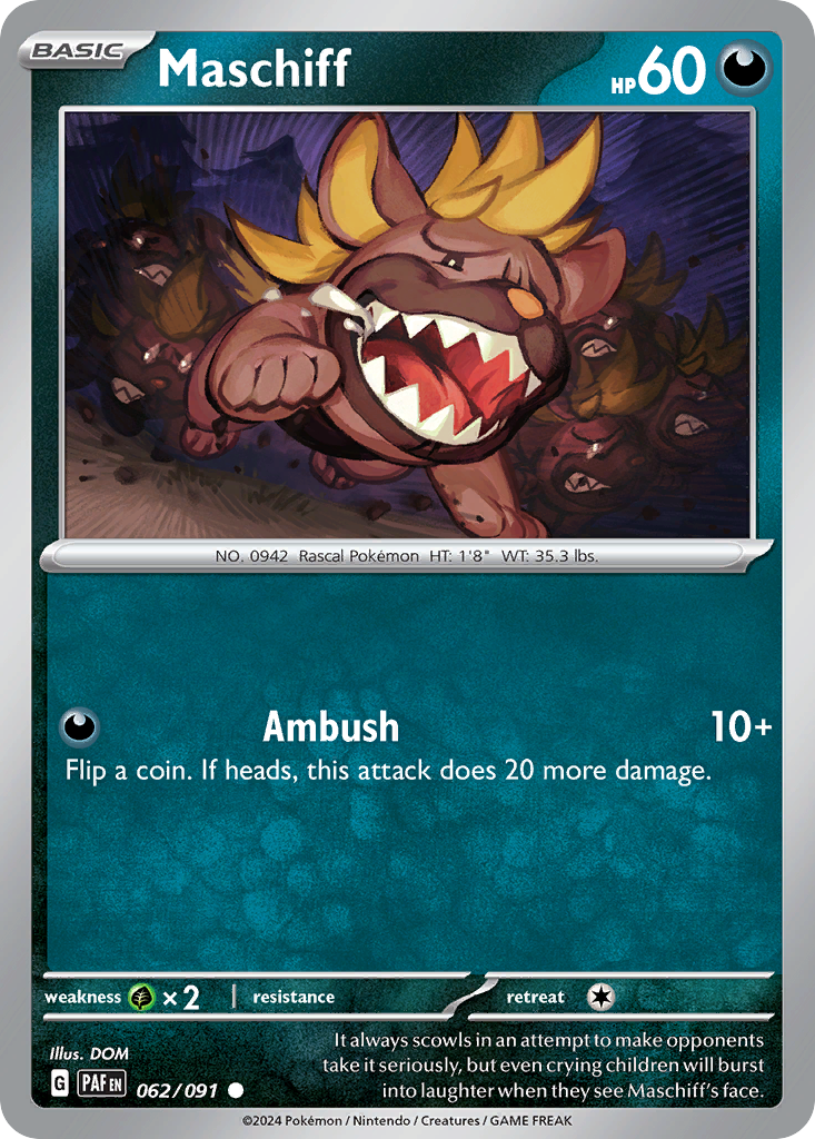Maschiff 62/91 — English Pokémon Paldean Fates (2024)
